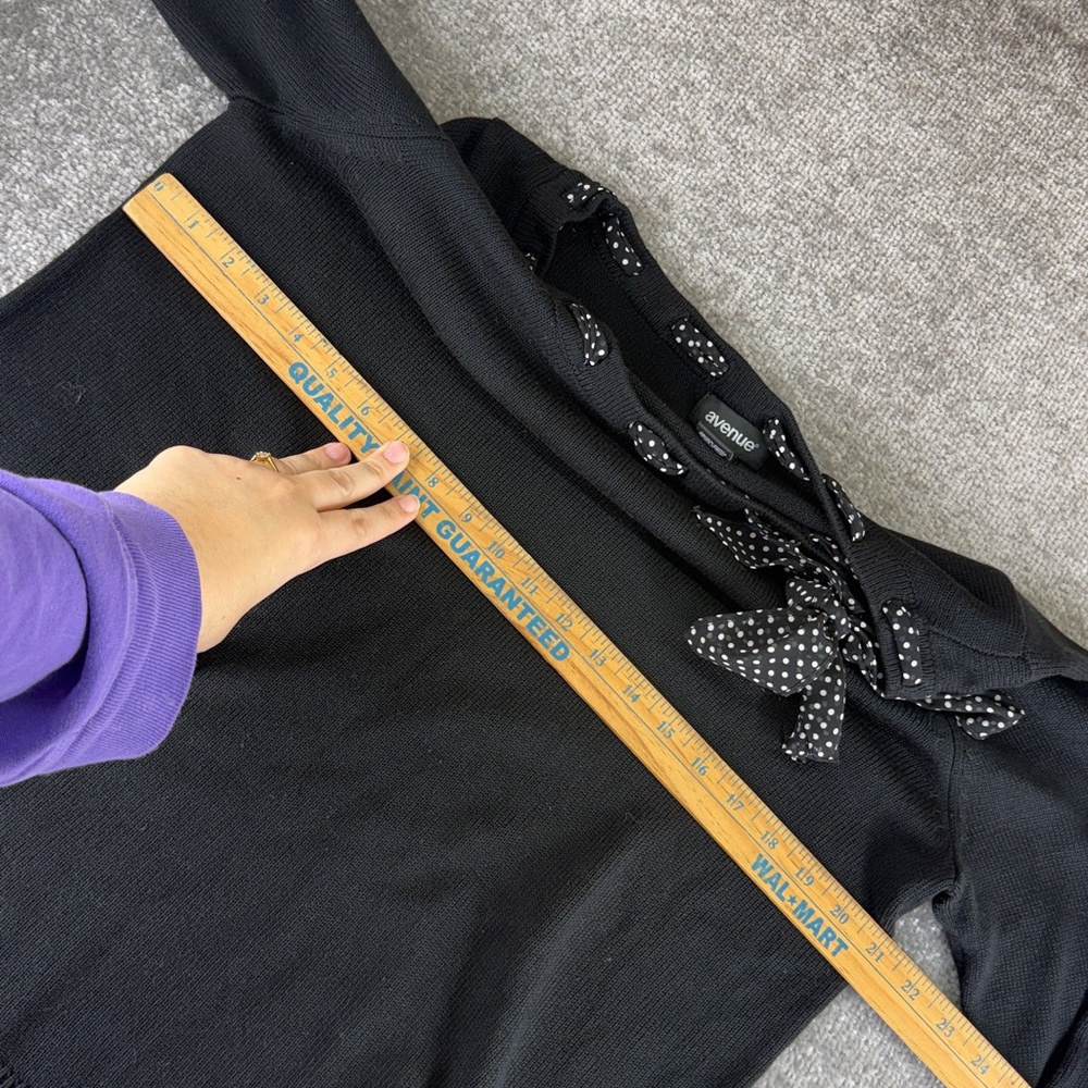 Avenue Long Sleeve Shirt Blouse Black Bow Womens 14 16 Scoop Neck Work Business - Picture 3 of 5